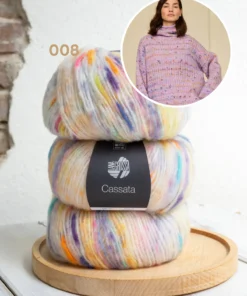 StrikkeKit (Garn + Opskrift) – Skøn strikketrøje med høj hals i Cassata garn Str. 40-46