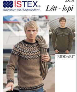 Strikkeopskrift – Islandsk sweater “Riddari” 28-3 – Strikkes i “Lettlopi” (Sendes straks)