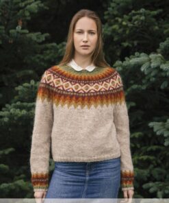 Islandsk Sweater Goa med virkeligt smukt mønster. Strikkes i det lækre Fjallalopi uldgarn. Køb på NemHjem.dk