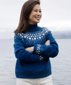 StrikkeKit – Islandsk Sweater “Snjokorn 44-06” Str. XL-2XL. Strikkes i “Fjallalopi”