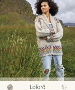 Strikkeopskrift – Islandsk Cardigan “Loford” 40-12 (Lettlopi og Alafoss-lopi) Sendes straks