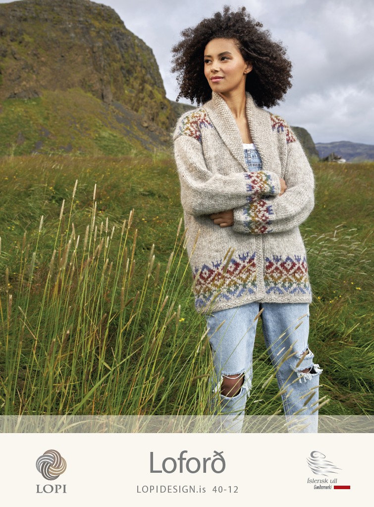 Strikkeopskrift – Islandsk Cardigan “Loford” 40-12 (Lettlopi og Alafoss-lopi) Sendes straks