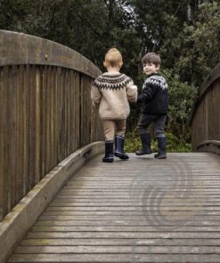 Strikkeopskrift – Islandsk Børnesweater “Æsa” 41-25 – Populært lopi mønster (Lettlopi)