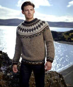 Strikkeopskrift – Islandsk sweater “Kátir karlar” 38-05 – “Plötulopi” (Sendes straks)