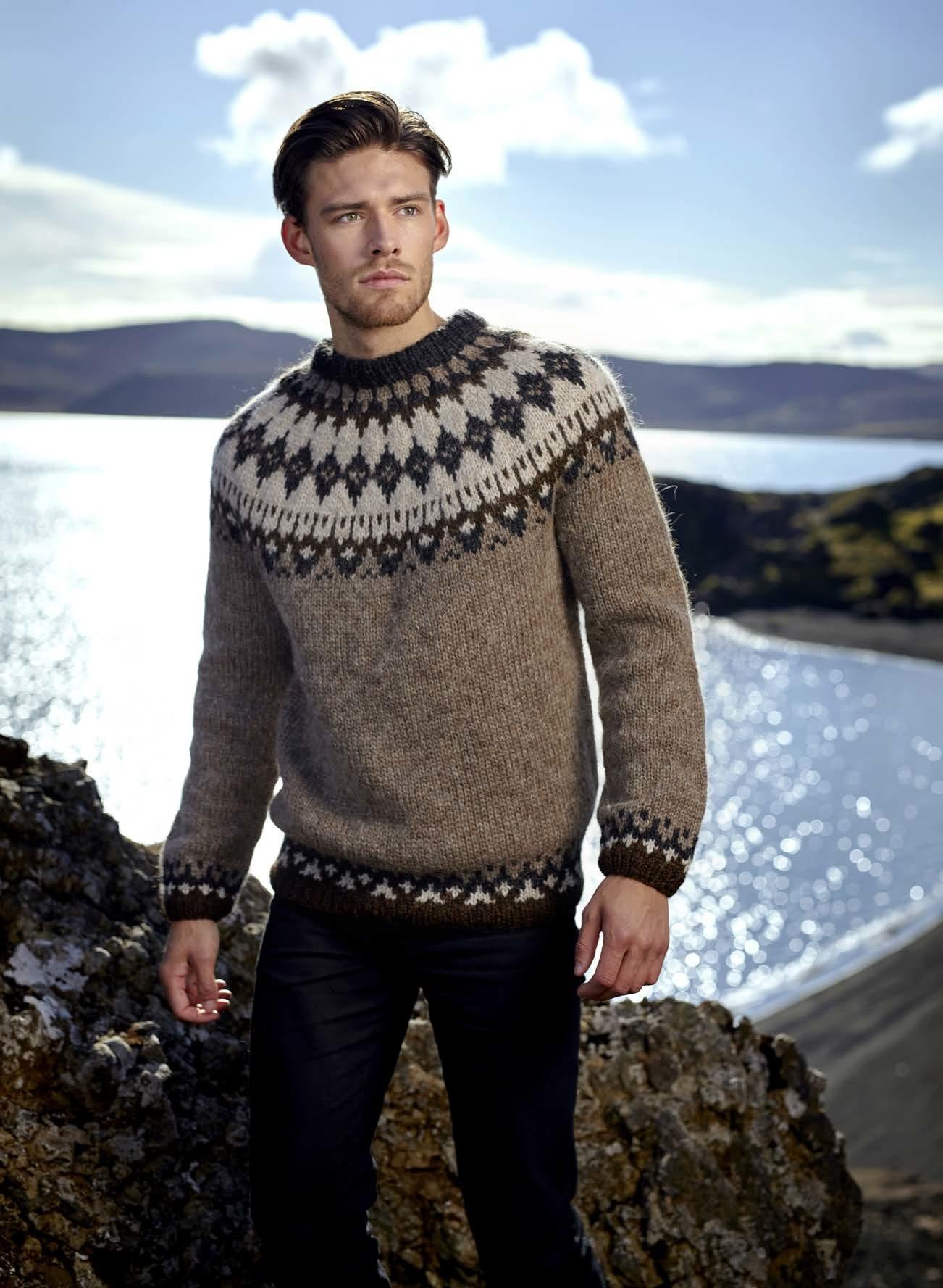 Strikkeopskrift – Islandsk sweater “Kátir karlar” 38-05 – “Plötulopi” (Sendes straks)