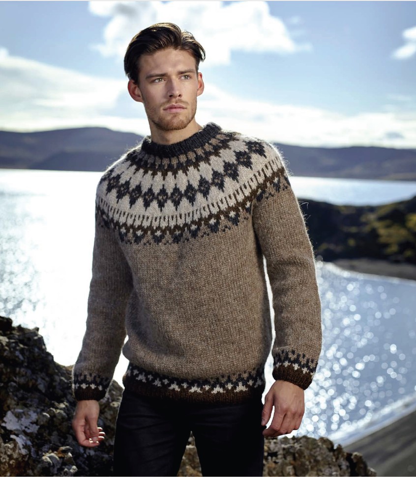 Strikkeopskrift – Islandsk sweater “Kátir karlar” 38-05 – “Plötulopi” (Sendes straks)
