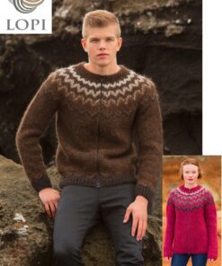 Strikkeopskrift – Islandsk Unisex Cardigan “Blær” 33-01 – “AlafossLopi” (Sendes straks)