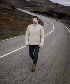 Strikkeopskrift – Unisex Sweater i halvpatent “Klukk” 41-06 (AlafossLopi) Sendes straks