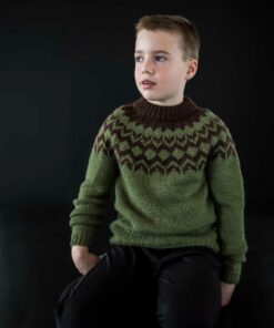 Strikkeopskrift – Islandsk Børnesweater “Skoli” 42-18 (SPUNI – Blød, maskinvaskbar merinould)