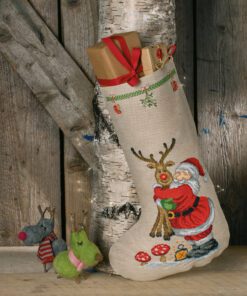 Broderikit Julemand og Rudolf Julesok 28x44cm – Julebroderi