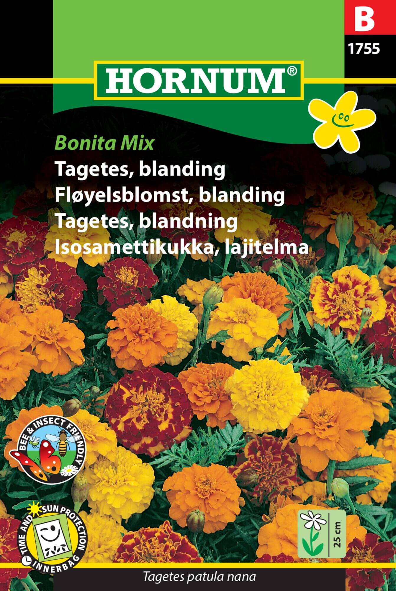 Tagetes blanding “Bonita Mix” – Tagetesblanding i gule, orange og brune nuancer – Blomsterfrø