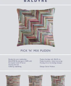 Baldyre broderikit – Pick n’ Mix pude | Komplet kit til moderne broderi – Dansk design