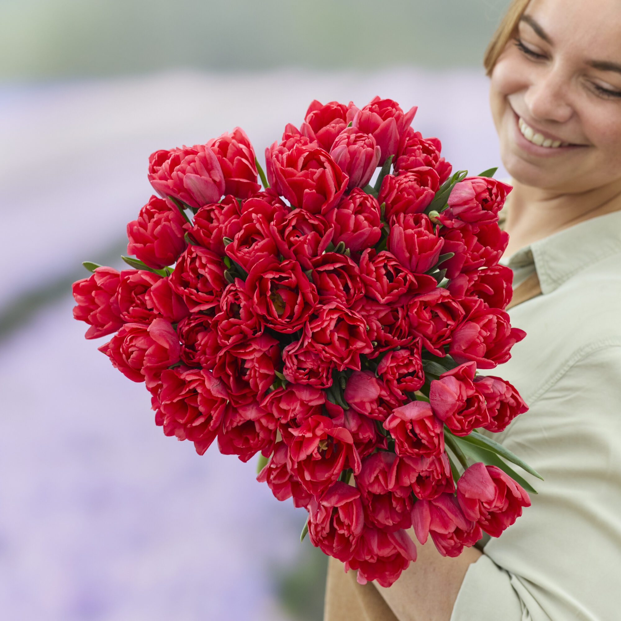 Tulipanløg ‘Red Foxtrot’ (Double Early) – Str. 12+ | Varm rød fyldt tulipan | FRA 5,40 KR