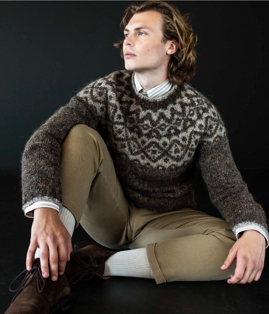 Strikkeopskrift “Ugla” 42-15 Islandsk sweater med ugler | Plötulopi og Einband (Sendes straks)