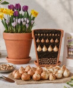 Klassisk løglasagne – 40 blomsterløg til én stor krukke | Pakketilbud