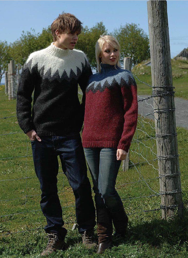 Strikkeopskrift Snæfellsjökull 27-9 – Islandsk unisex sweater i Álafosslopi (Sendes straks)